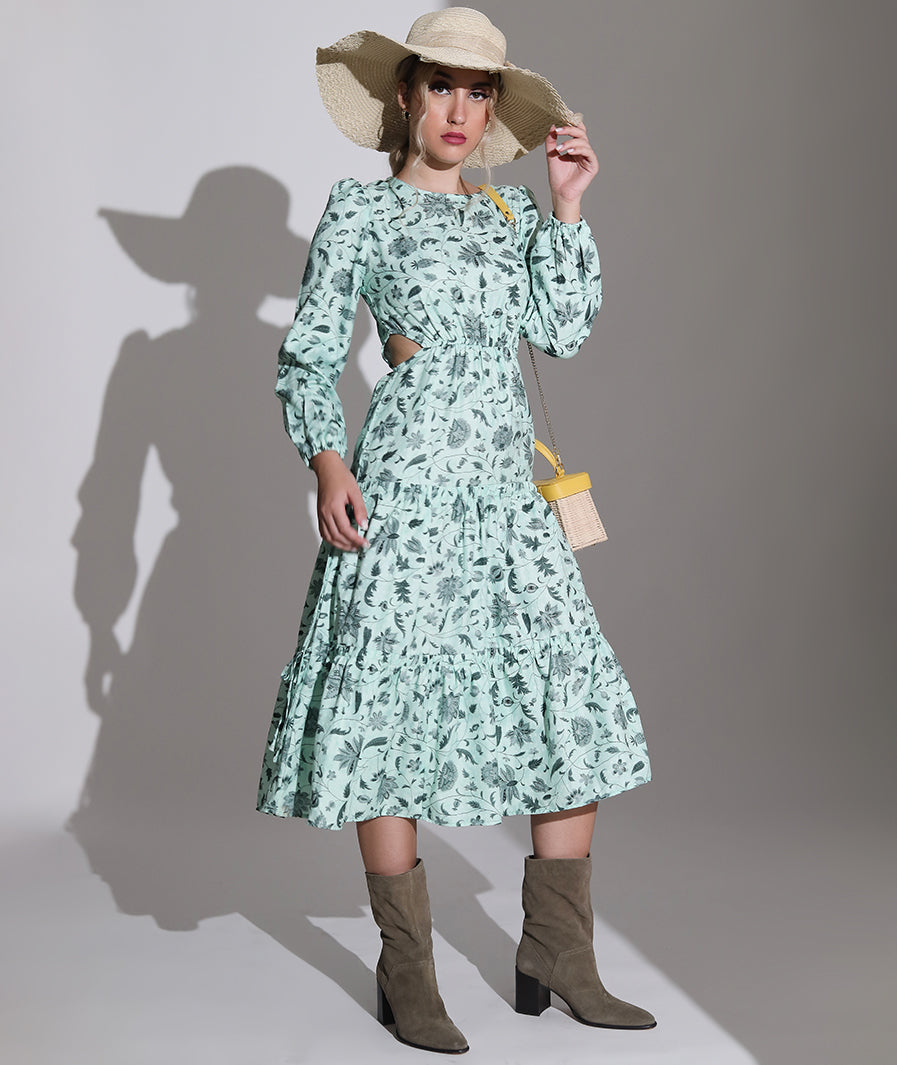 Green Pash Cut-Out Dress