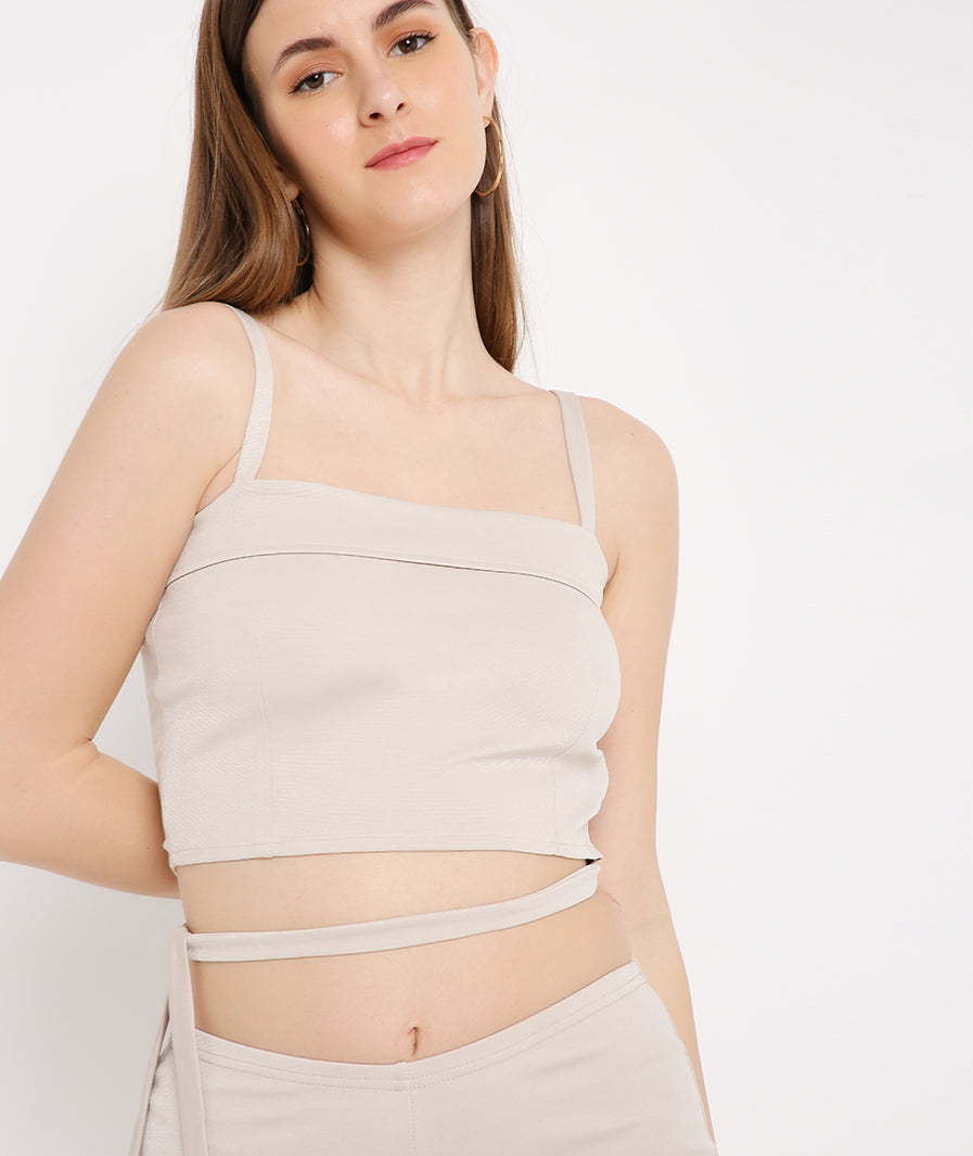 Side angle champagne co-ord pants set for women – Marcel & Mae
