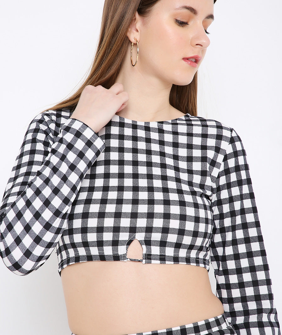 Back view checked crop and mini skirt matching outfit – Marcel & Mae
