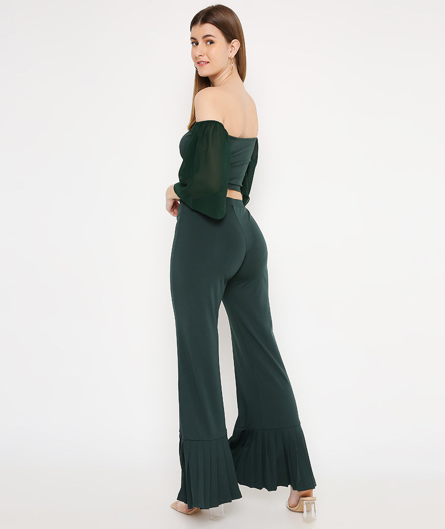 Side slit view green pleated pants co-ord – Marcel & Mae
