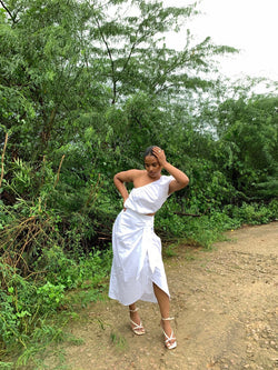 White Wrap Around Midi Skirt