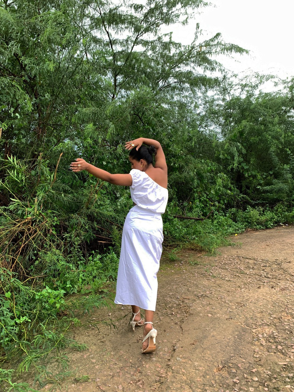 White Cotton Crop Top + Wraparound Style Skirt