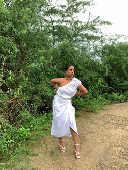 White Cotton Crop Top + Wraparound Style Skirt