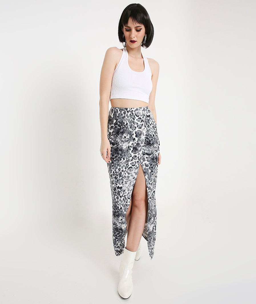 print detail of Animal Print Long Tulip Skirt – soft stretch western skirt, Marcel & Mae
