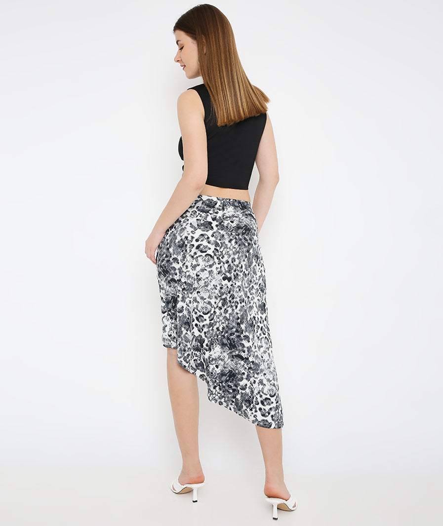 Animal Print Layered Midi Skirt – hem detail western midi skirt for women, Marcel & Mae
