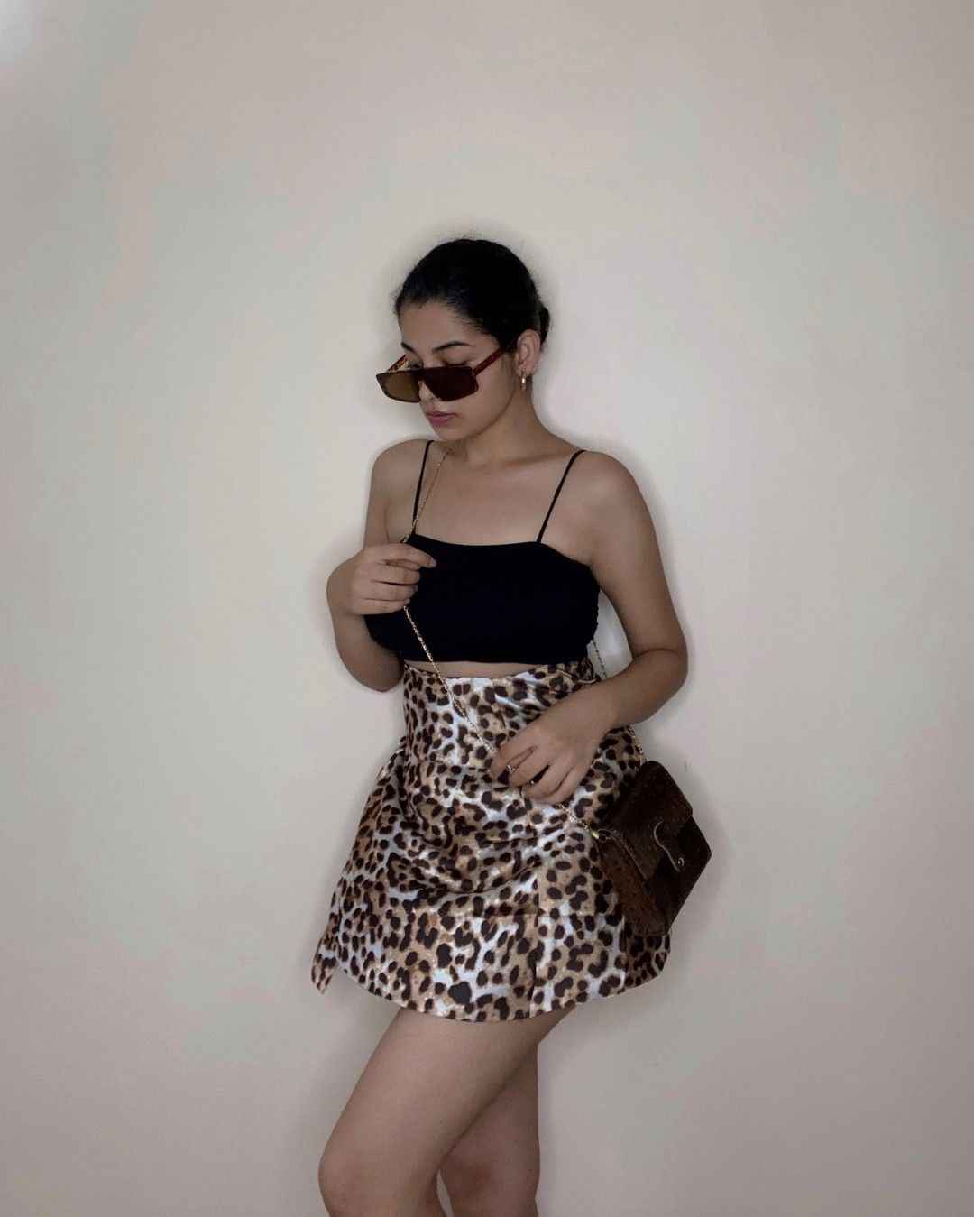 Marcel & Mae Animal Print Wraparound Mini Skirt, waist detail, statement mini skirt
