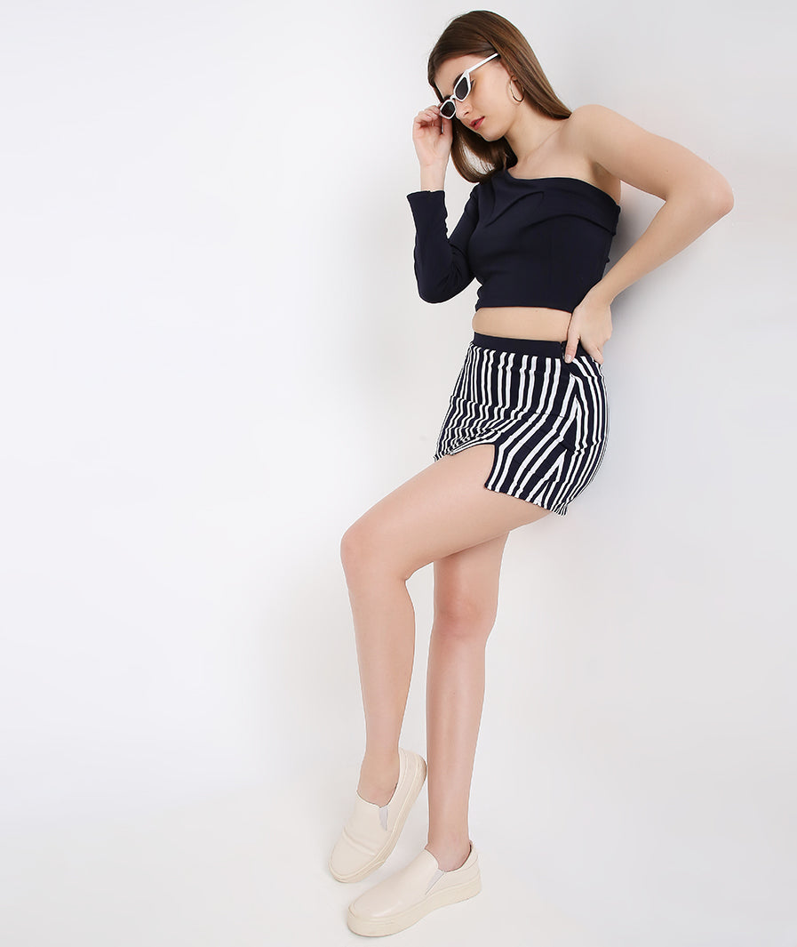 Black Stripe Mini Skirt – vacation styling western mini skirt for women, Marcel & Mae
