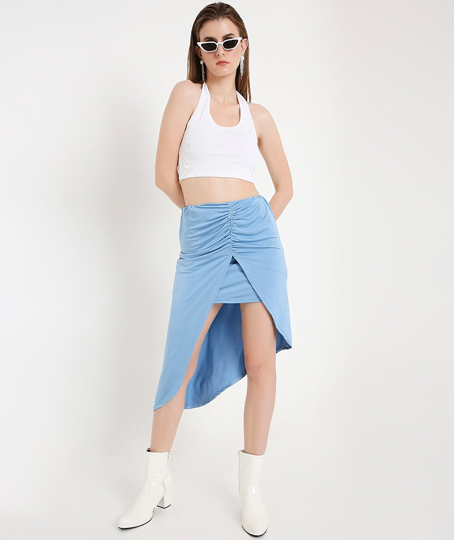 blue midi skirt: Blue crystal shimmer Midi Skirt (slit movement shot)
