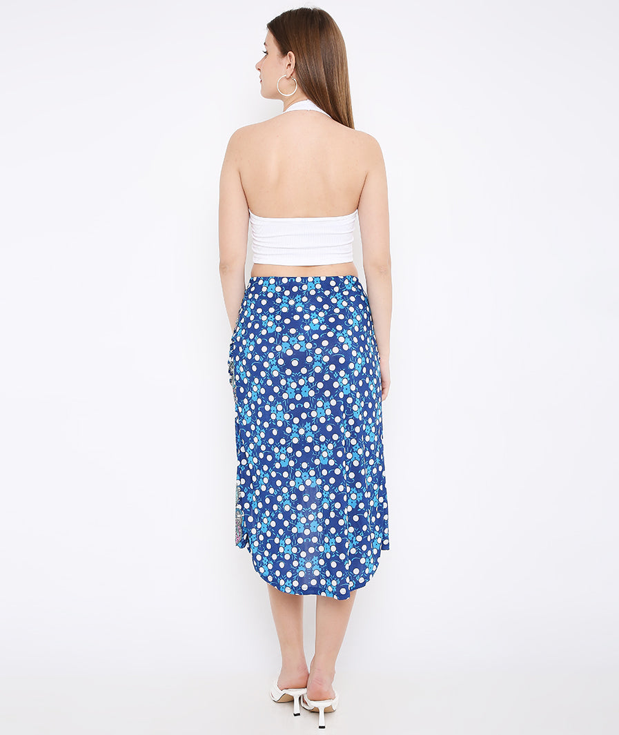 blue long skirt: Blue Paisley Sarong Long Skirt (evening styling)

