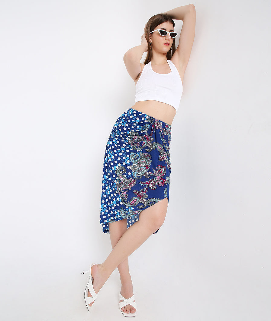 pair with crop top look of Blue Paisley Sarong Long Skirt – soft stretch western skirt, Marcel & Mae
