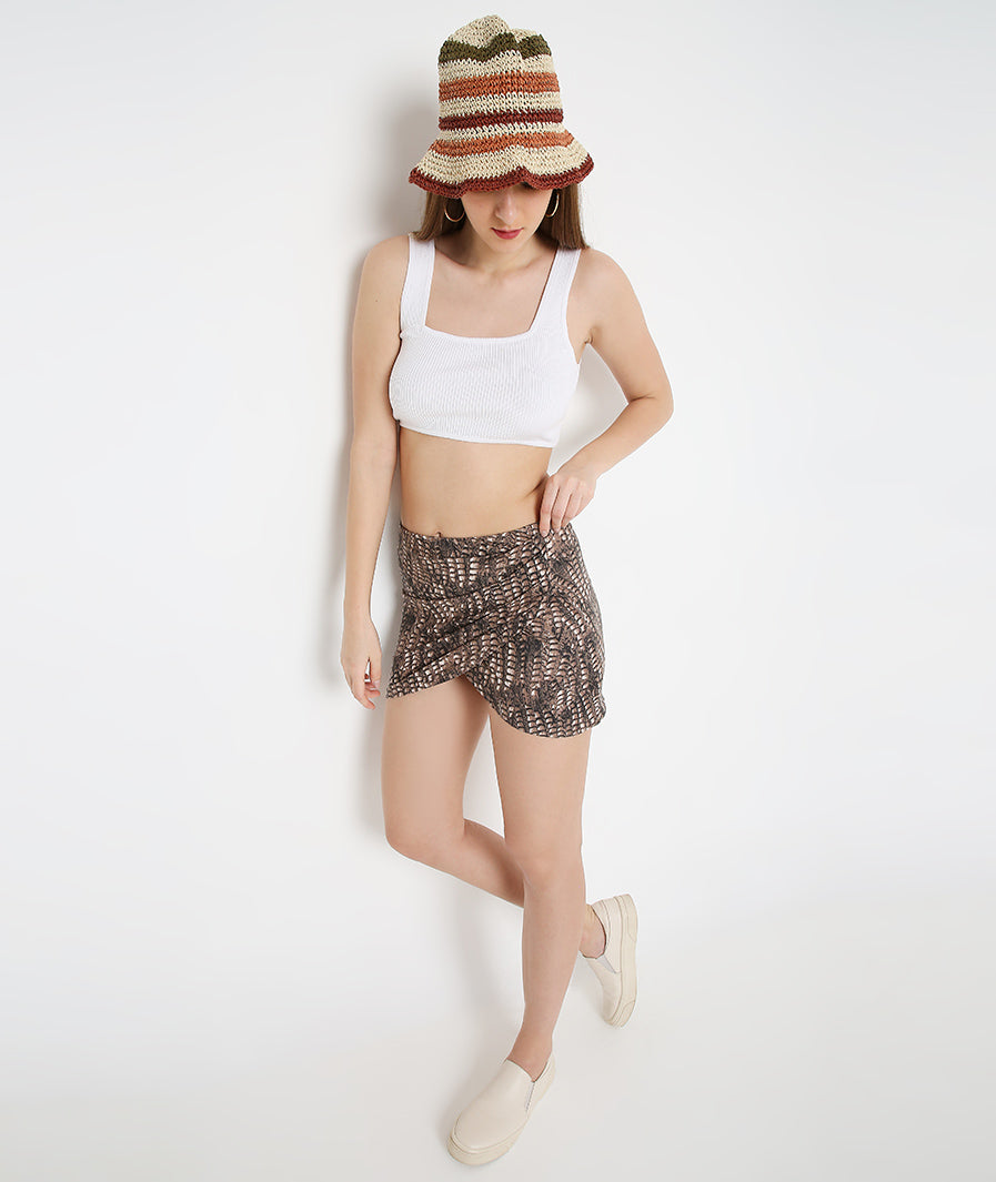 evening styling of Brown scaly animal print Tulip Skirt – soft stretch western skirt, Marcel & Mae
