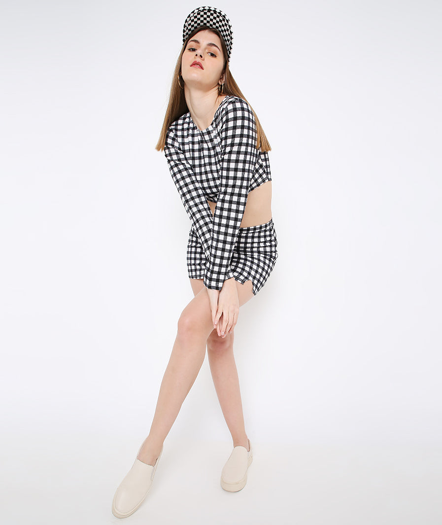 evening styling of Check Print Mini Skirt – soft stretch western skirt, Marcel & Mae

