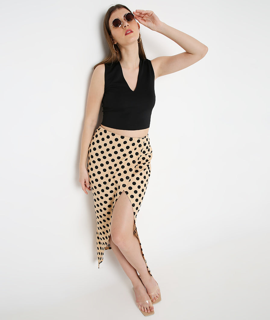 Cream Polka Long Tulip Skirt for Women for Women styled for party and vacation – vacation styling (10)

