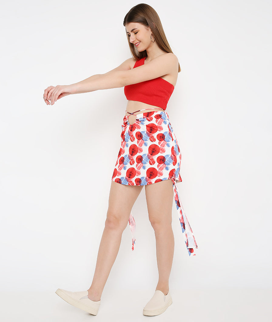Large Circles Cut-Out Mini Skirt – evening styling western mini skirt for women, Marcel & Mae
