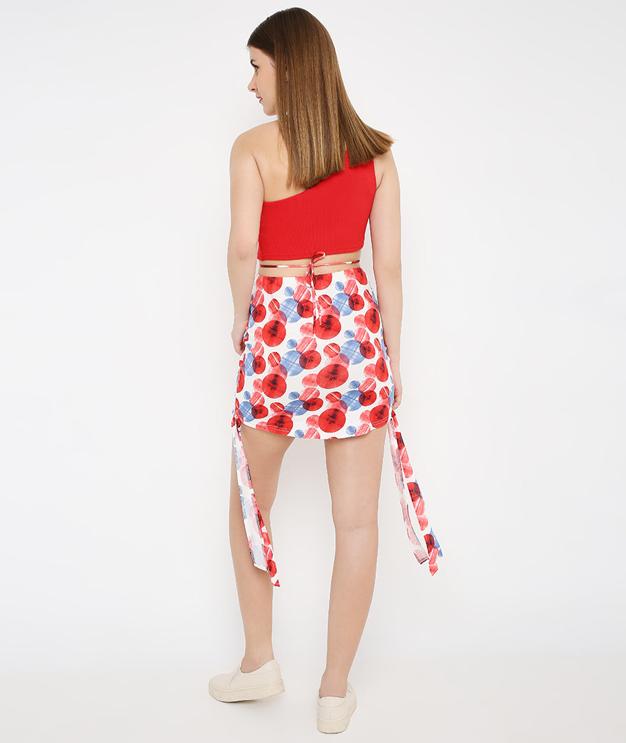 walking shot of Large Circles Cut-Out Mini Skirt – soft stretch western skirt, Marcel & Mae
