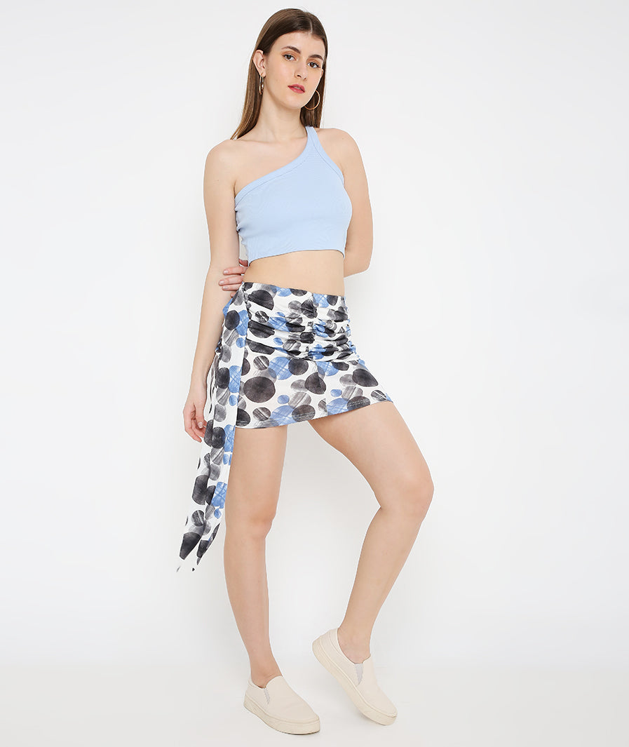 statement mini skirt: Sash Mini Skirt with Large Circles (pair with crop top look)
