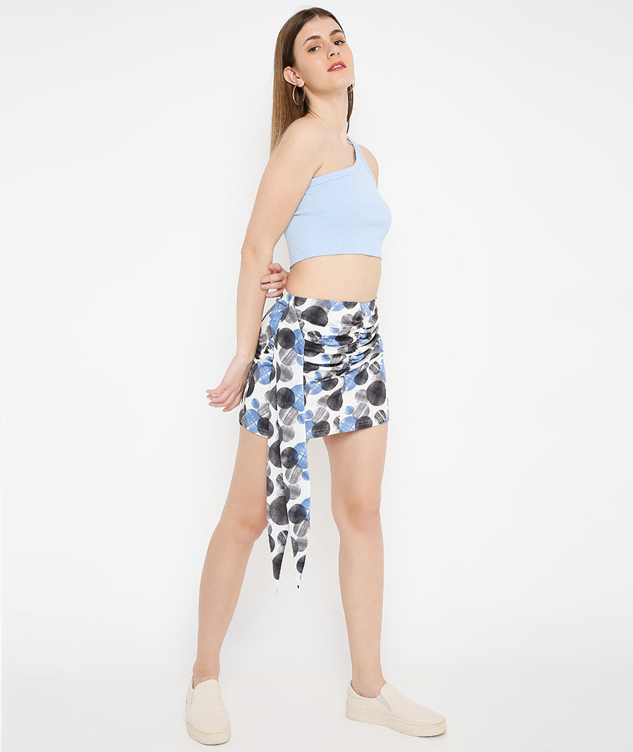 Sash Mini Skirt with Large Circles styled for party and vacation – vacation styling
