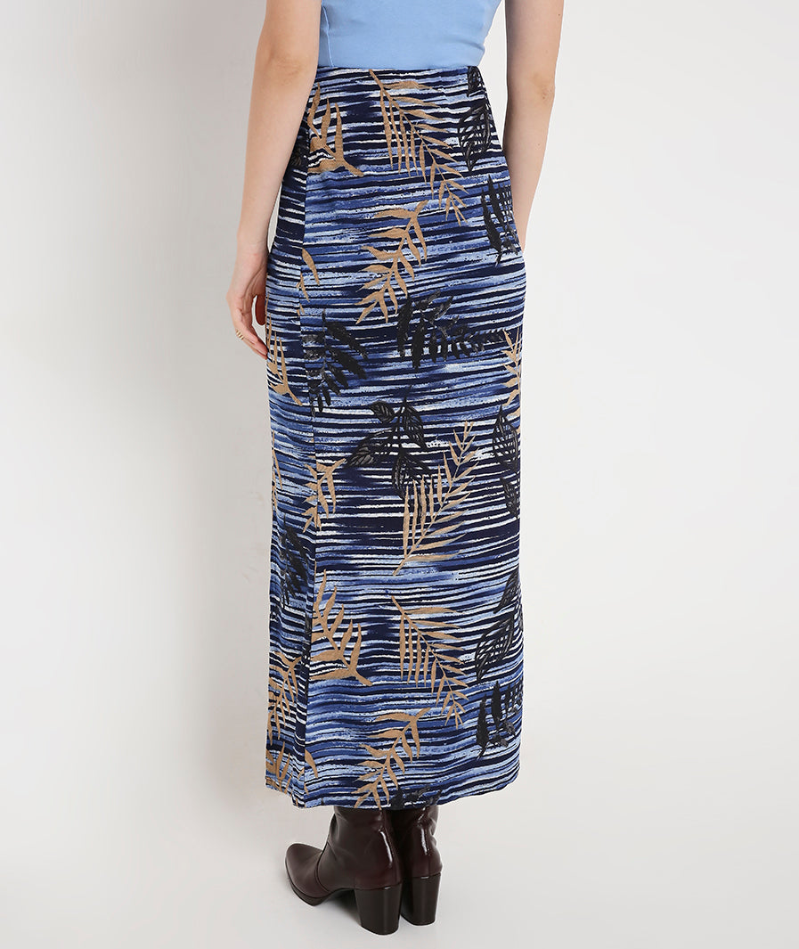 Bamboo Print Long Tulip Skirt – waist detail western long skirt for women, Marcel & Mae
