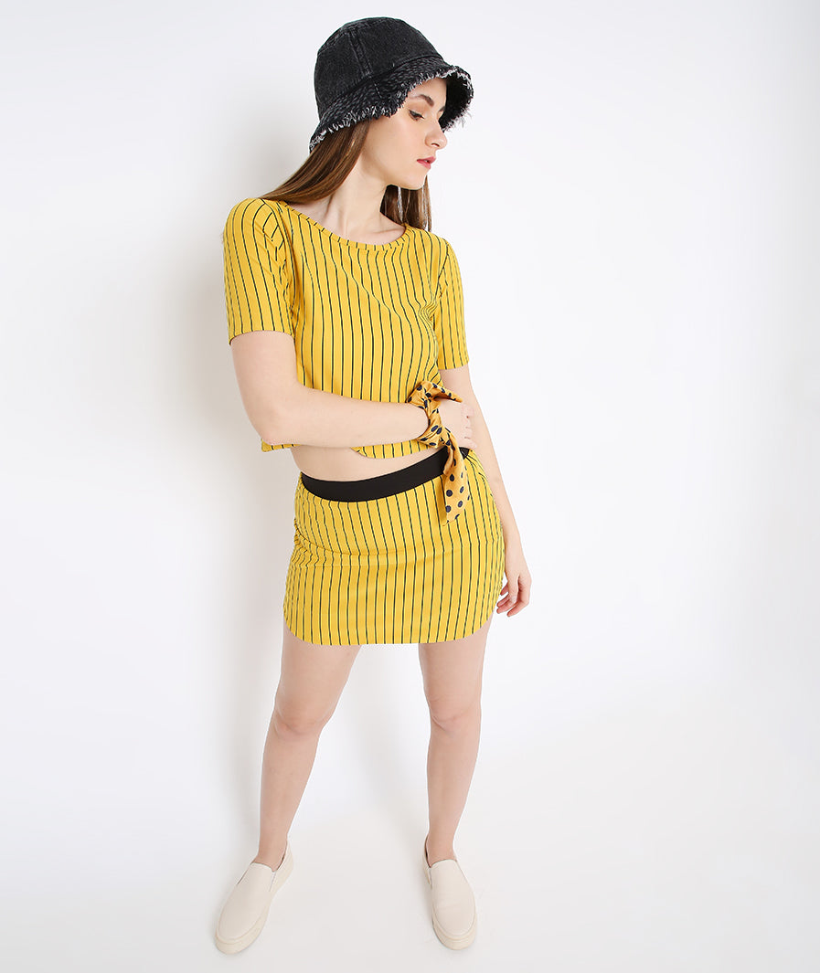 pair with crop top look of Mango Stripe Mini Skirt – soft stretch western skirt, Marcel & Mae
