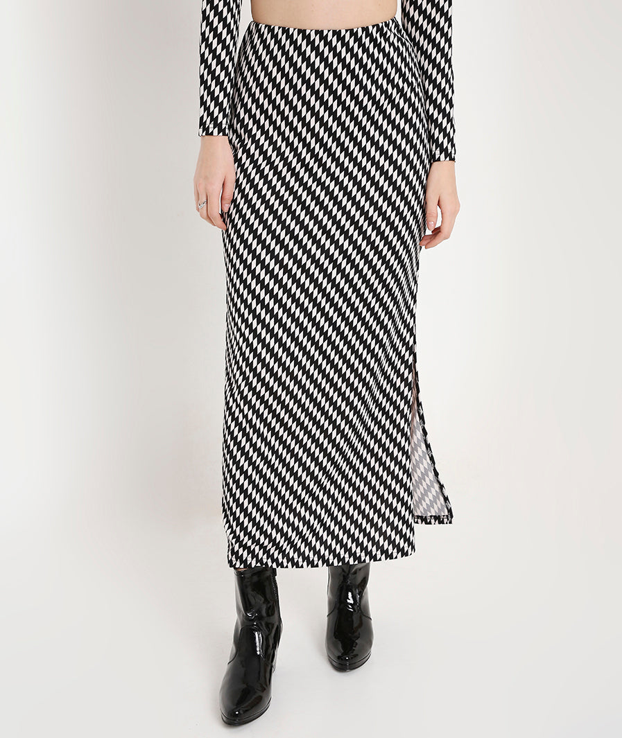 pair with crop top look of Retro Diamond Cocktail Slit Skirt – soft stretch western skirt, Marcel & Mae
