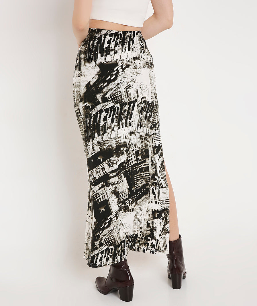 tie-dye long skirt: Tie Dye Slit Long Skirt (waist detail) (9)
