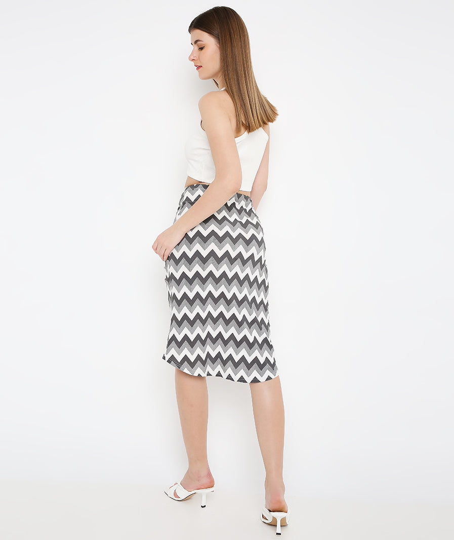 statement mini skirt: Zig Zag Drawstring Mini Skirt (styled full length)
