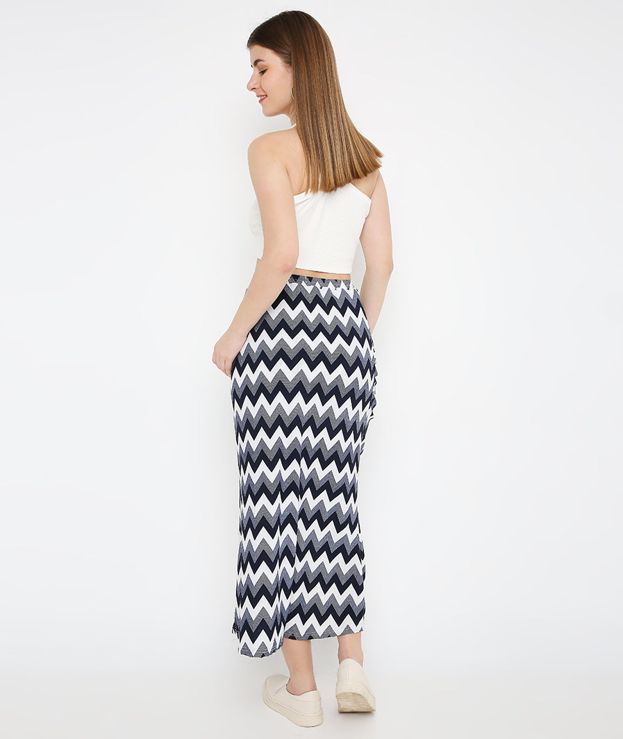 Zig Zag Front Drawstring Long Skirt – detail close-up western long skirt for women, Marcel & Mae
