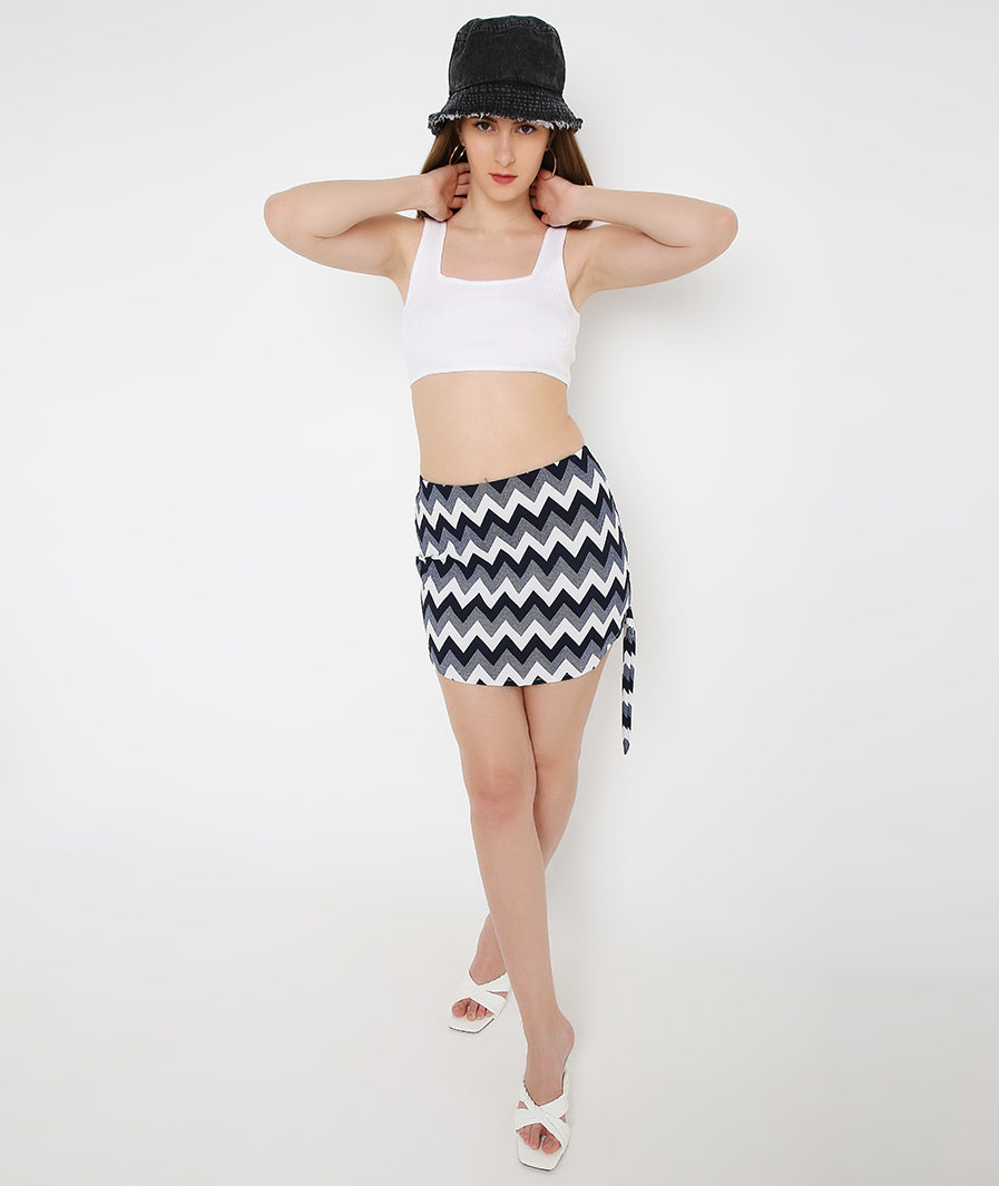 Zig Zag Mini Skirt with Knot – back view western mini skirt for women, Marcel & Mae
